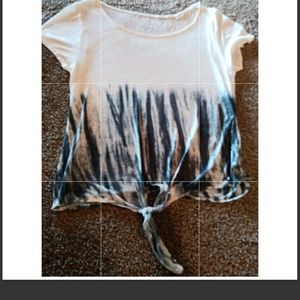 White with blue tye dye short sleeve top